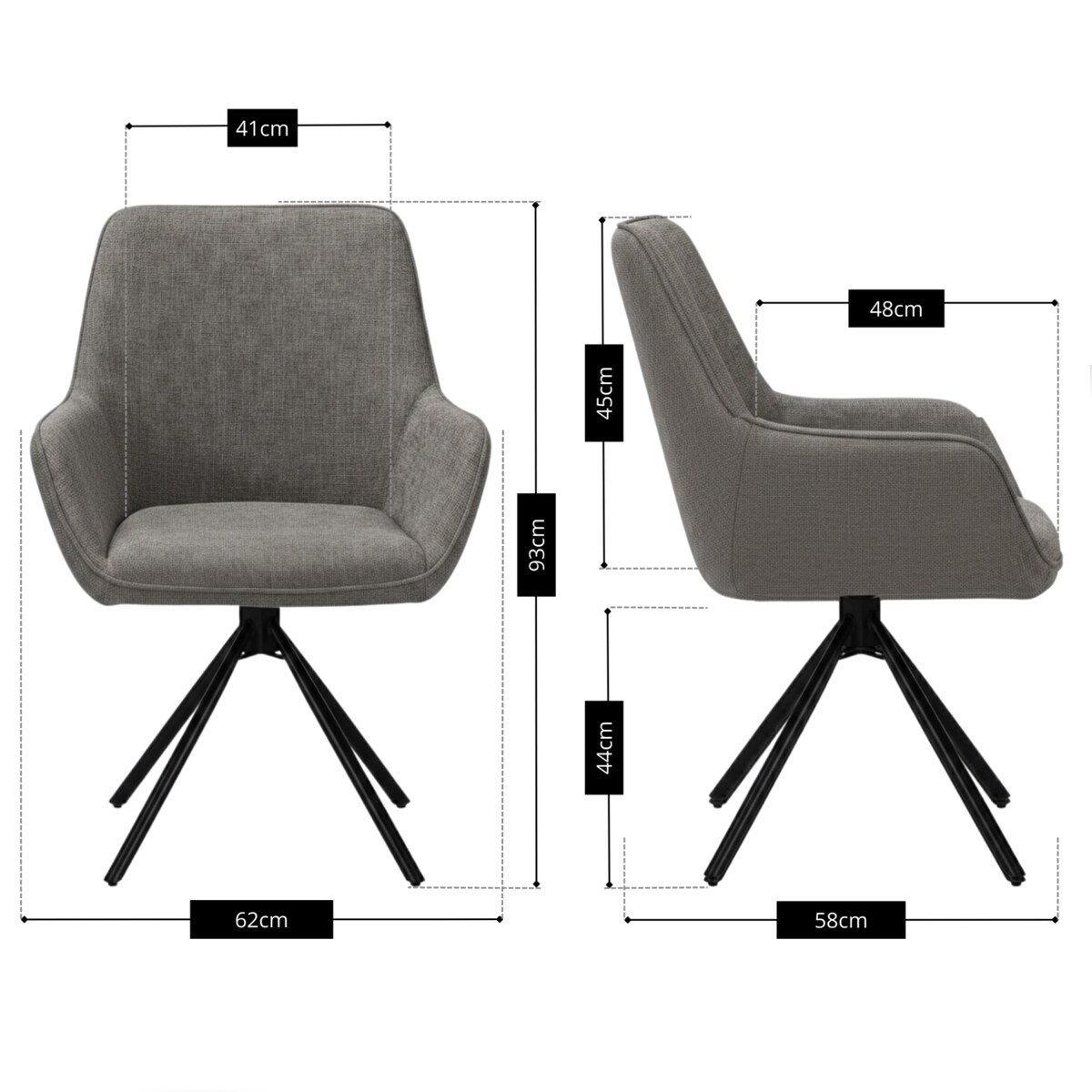 Krzesło tapicerowane nowoczesne wygodne szarepikowane do jadalni salonu