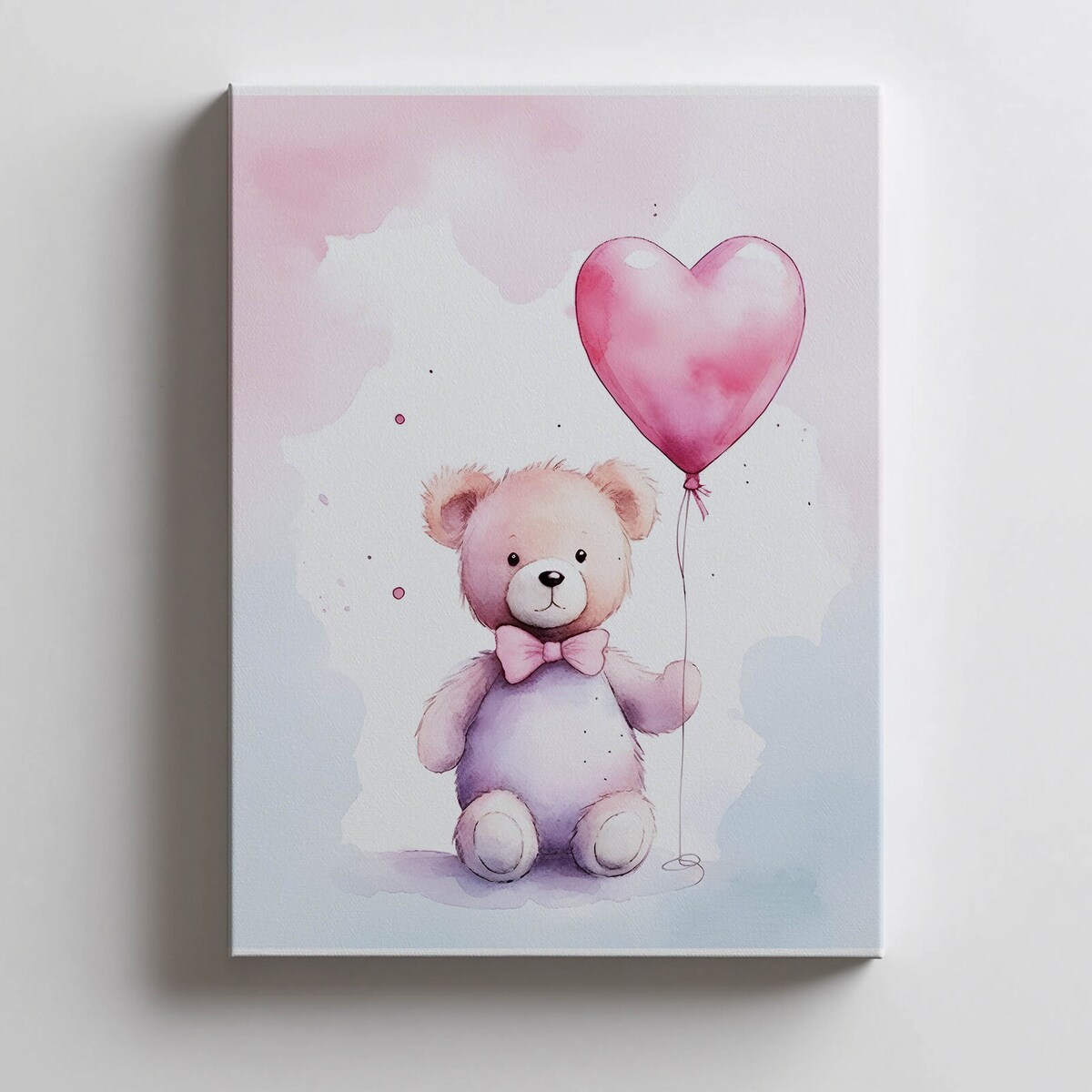 Miś z Balonem Serduszkiem, 40x50 cm, bez ramy, płótno premium na blejtramie