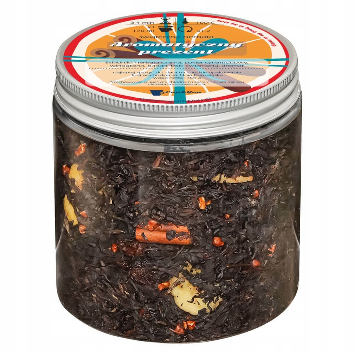 ŚWIĄTECZNA HERBATA CZARNA SYPANA SŁODKI BANAN W CYNAMONIE - PREZENT UPOMINEK NA MIKOŁAJA ŚWIĘTA GWIAZDKĘ BOŻE NARODZENIE POD CHOINKĘ DLA KOBIETY FACETA MĘŻCZYZNY