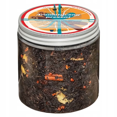 ŚWIĄTECZNA HERBATA CZARNA SYPANA SŁODKI BANAN W CYNAMONIE - PREZENT UPOMINEK NA MIKOŁAJA ŚWIĘTA GWIAZDKĘ BOŻE NARODZENIE POD CHOINKĘ DLA KOBIETY FACETA MĘŻCZYZNY