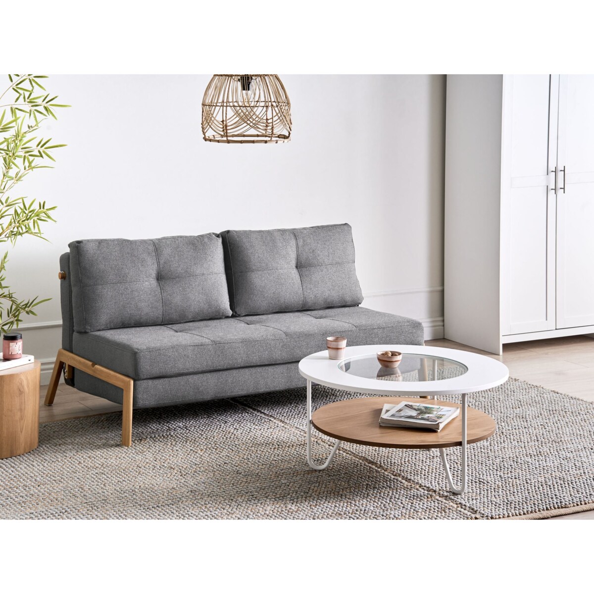 Sofa rozkładana dla 2 osób EDLAND Ciemnoszary