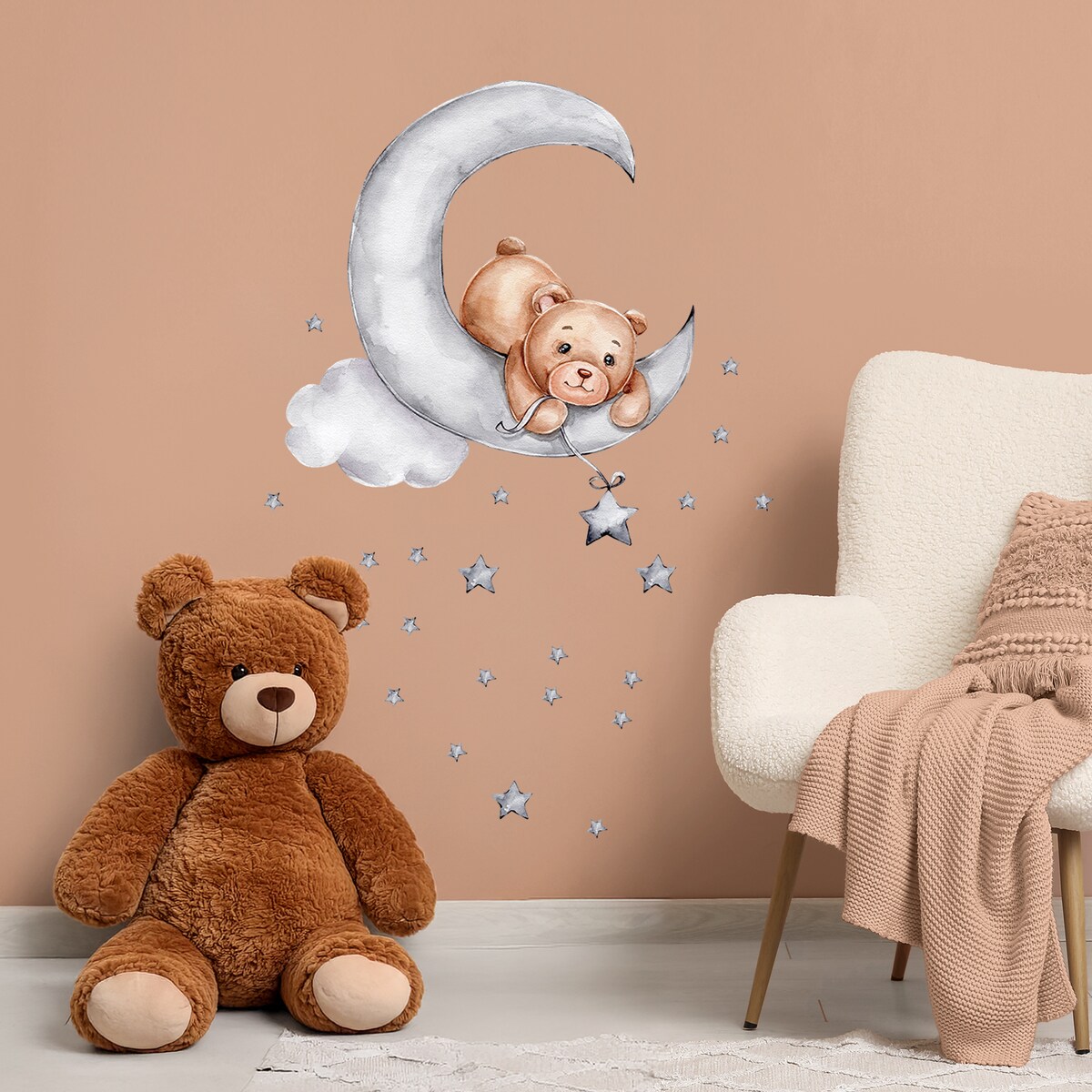 naklejki na ścianę do pokoju dziecka, sipo, miś na księżycu