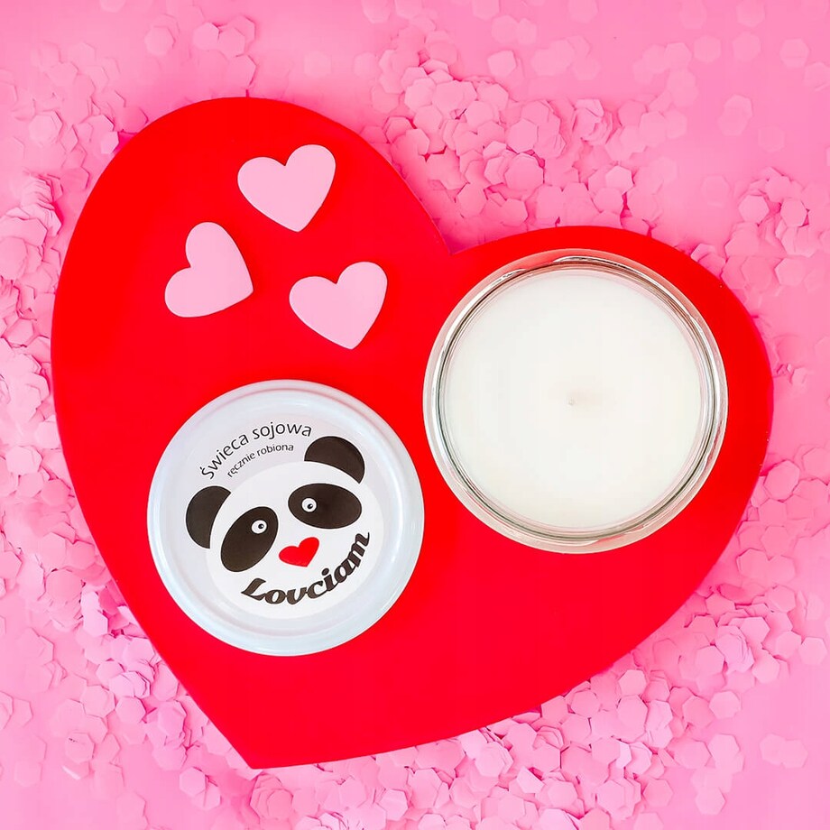 Naturalna świeca sojowa zapachowa "LOVCIAM" romantyczny prezent upominek na walentynki rocznice dla chłopaka dziewczyny niej niego żony męża kobiety faceta mężczyzny narzeczonej