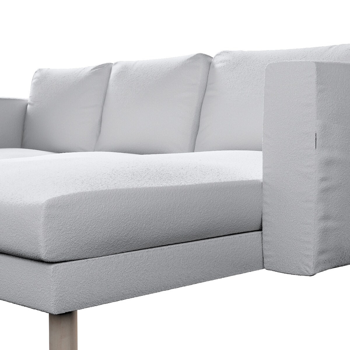 Pokrowiec na sofę Norsborg 3-osobową z szezlongiem, biała bukla, 231 x 88/157 x 85 cm, Boucle Teddy