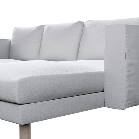Pokrowiec na sofę Norsborg 3-osobową z szezlongiem, biała bukla, 231 x 88/157 x 85 cm, Boucle Teddy