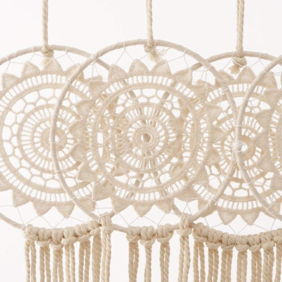 Wiszący Łapacz Snów Boho makrama na Ścianę 48 x 70 cm na Łóżko Dekoracyjny