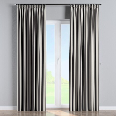 Zasłona na taśmie marszczącej 1 szt. 130x260 biało-grafitowe pionowe pasy (5,5cm)