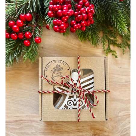 Zawieszki choinkowe ANIOŁY zestaw 3 sztuk OZDOBNE opakowanie prezent białe/dąb