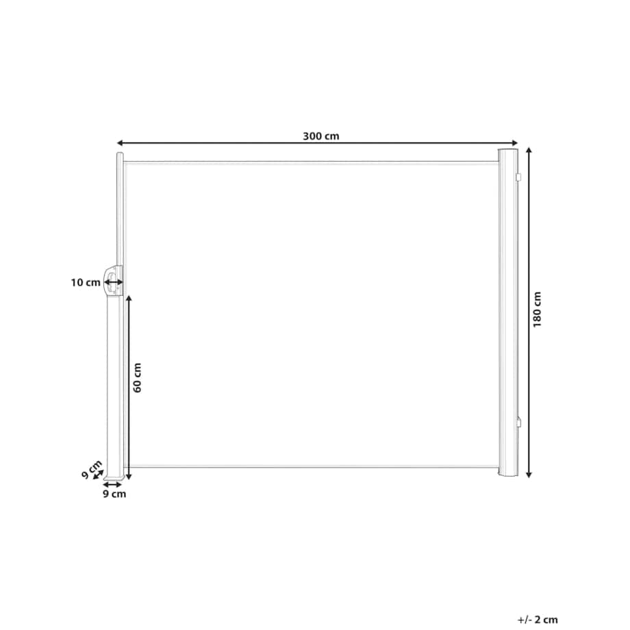 Markiza boczna zwijana 180 x 300 cm jasnoszara DORIO
