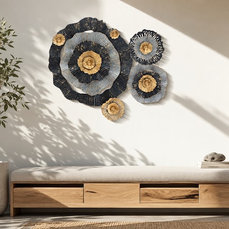 Dekoracja ścienna Otos, kolor wielokolorowy, żelazo, 100 x 80 cm, styl glamour, do salonu i przedpokoju, Mauro Ferretti