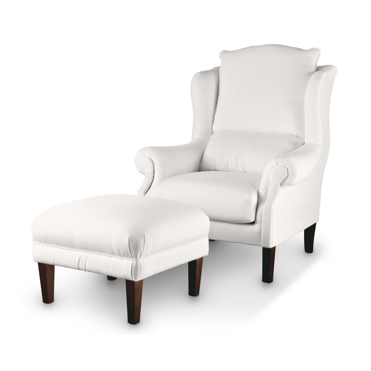 Podnóżek do fotela, biały, 56 x 56 x 40 cm, Cotton Panama