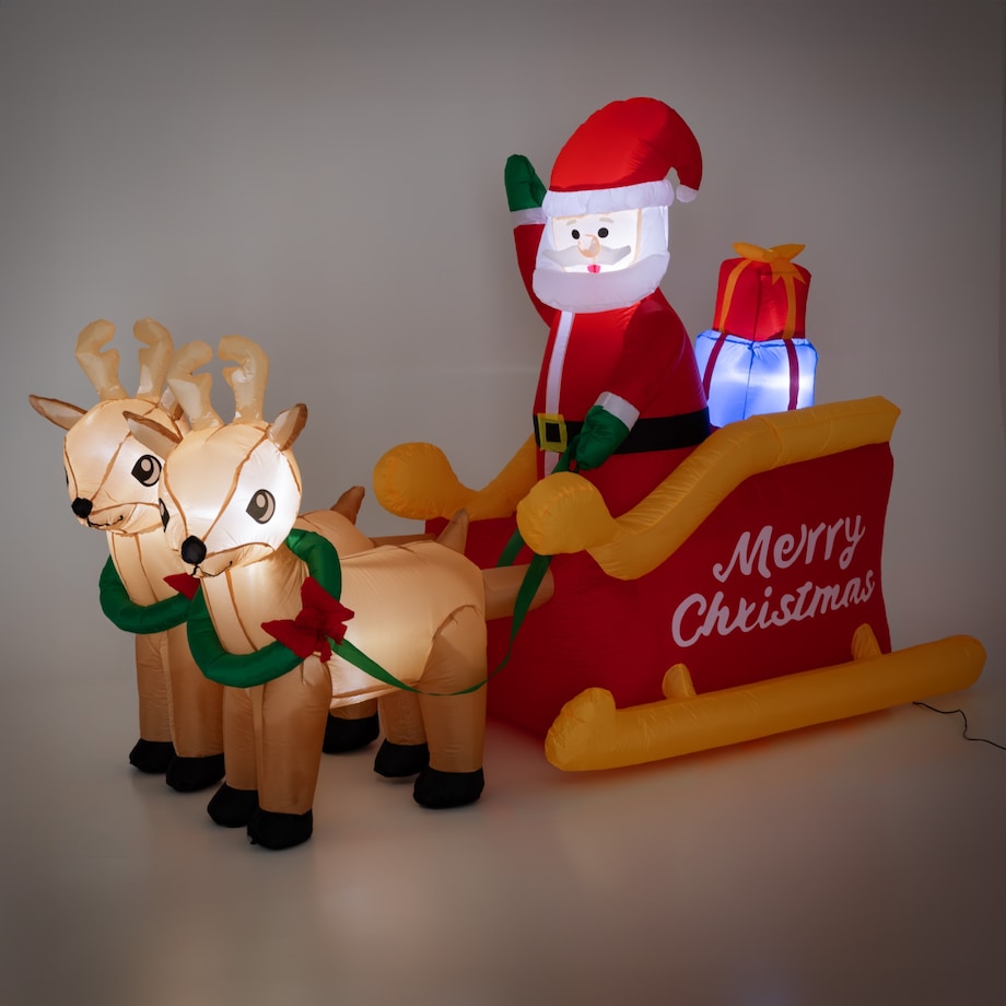Mikołaj nadmuchiwany Dekoracja Świąteczna Sanie Renifer dmuchaniec JUMIhome