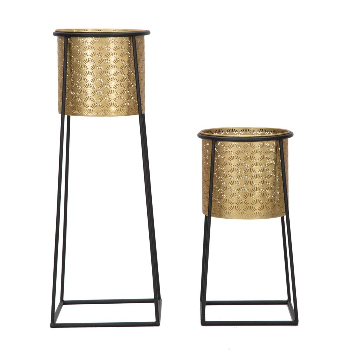 Ażurowe osłonki na doniczki na stojaku