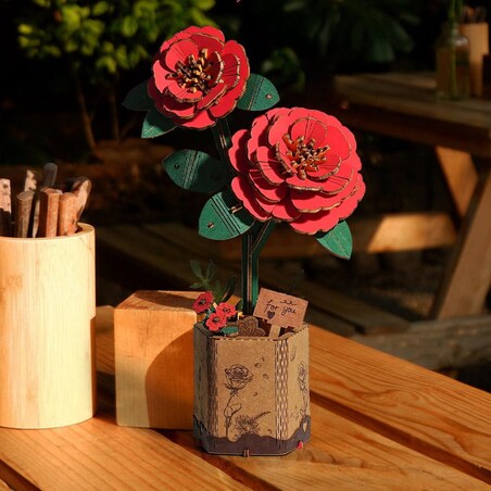 Czerwona kamelia DIY - kwiaty Robotime