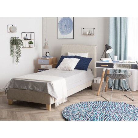 Łóżko tapicerowane 90 x 200 cm beżowe SENNEZ