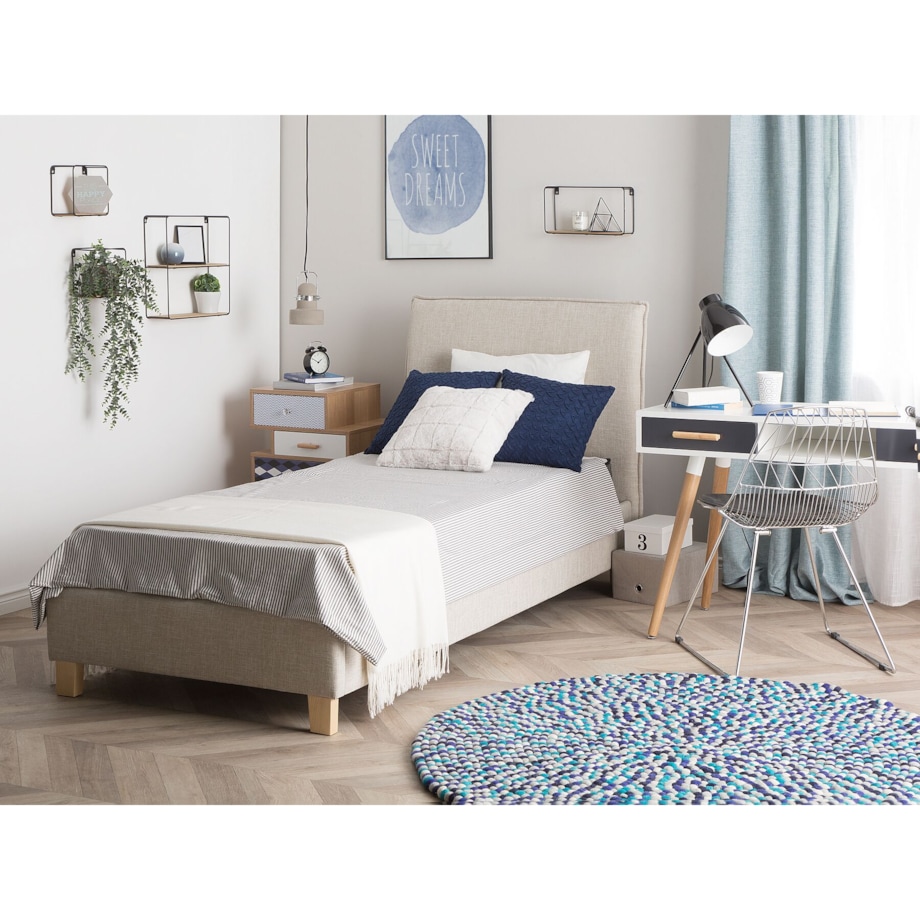 Łóżko tapicerowane 90 x 200 cm beżowe SENNEZ