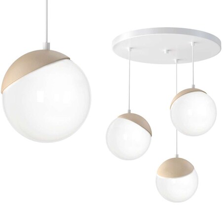 Loftowa LAMPA wisząca SFERA WOOD MLP5425 Milagro skandynawska OPRAWA szklane kule ZWIS kaskada biała drewno