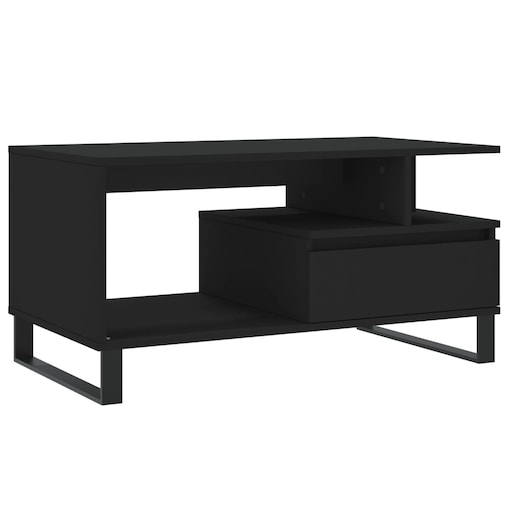 vidaXL Stolik kawowy, czarny 90x49x45 cm, materiał drewnopochodny