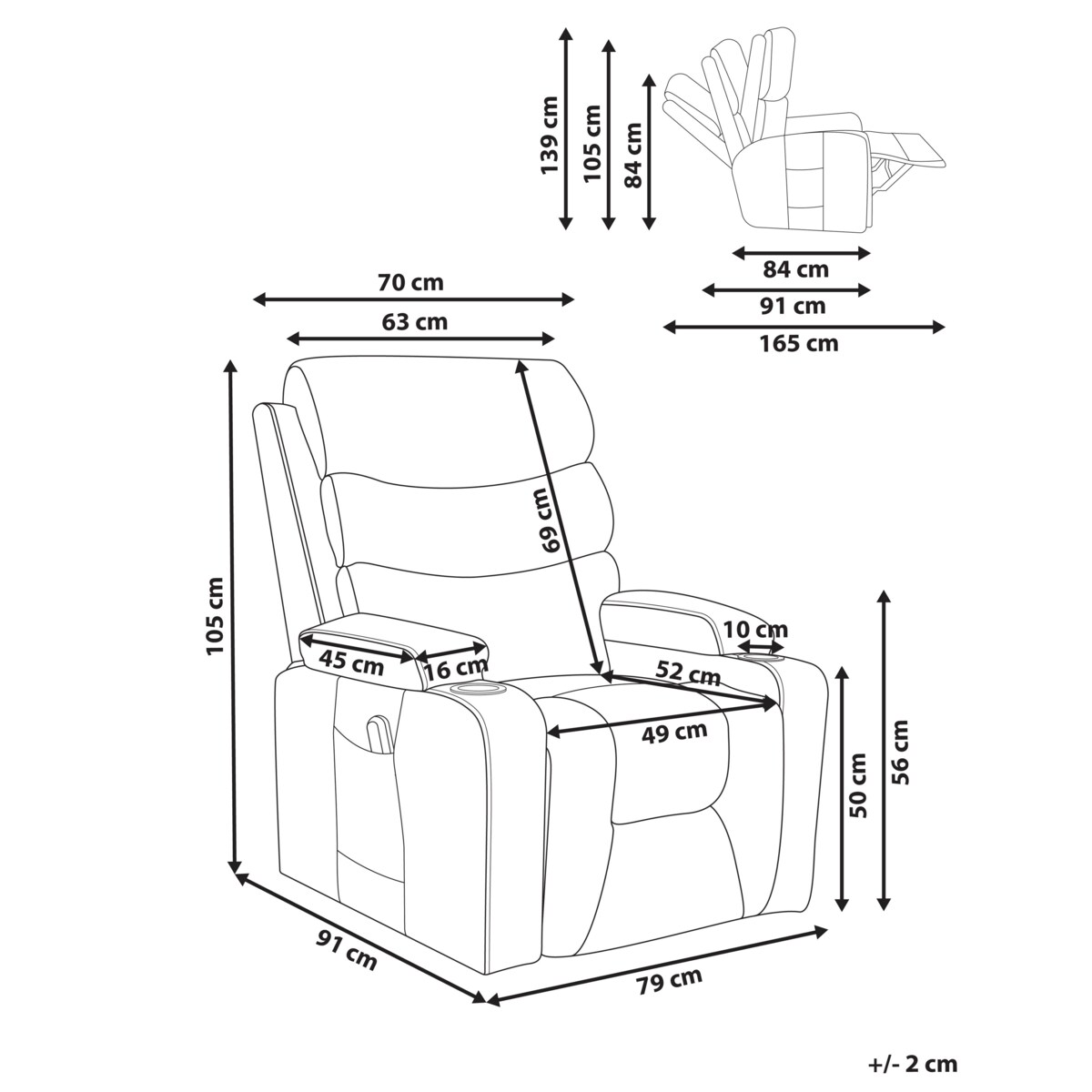 Elektryczny fotel rozkładany ETER Ekoskóra Beżowy