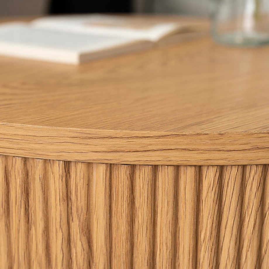 Stolik Kawowy Okrągły Loft Mały Dąb Lamel Nowoczesny Okrągła Ława CLOVER