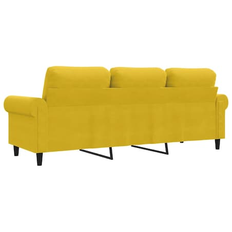 vidaXL Sofa 3-osobowa, żółty, 180 cm, tapicerowana aksamitem