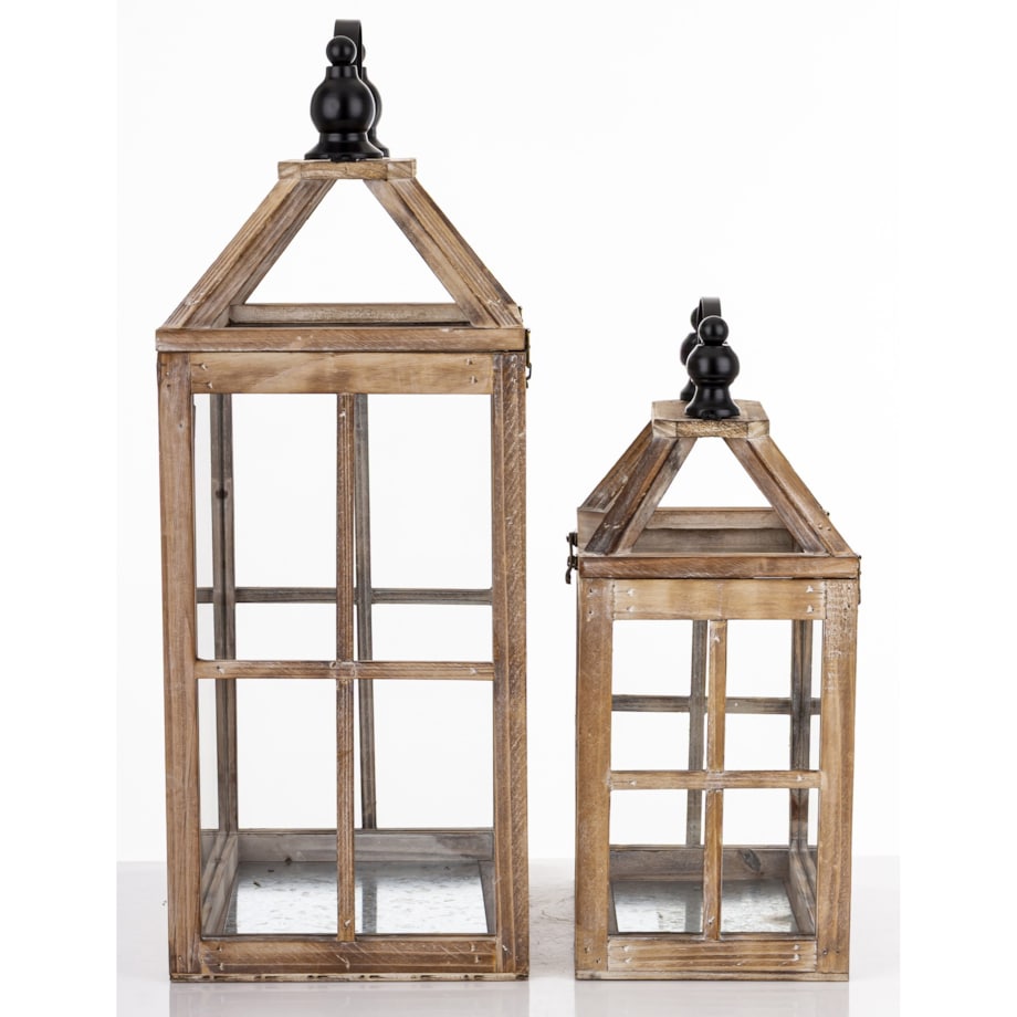 Lampion drewniany komplet 2 szt. brązowy 57x30x21 cm LATERNE