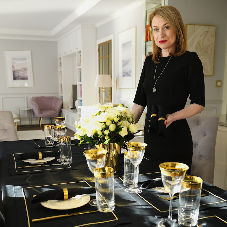 Lniane Podkładki Royal Black Goldenline – komplet 6 szt.