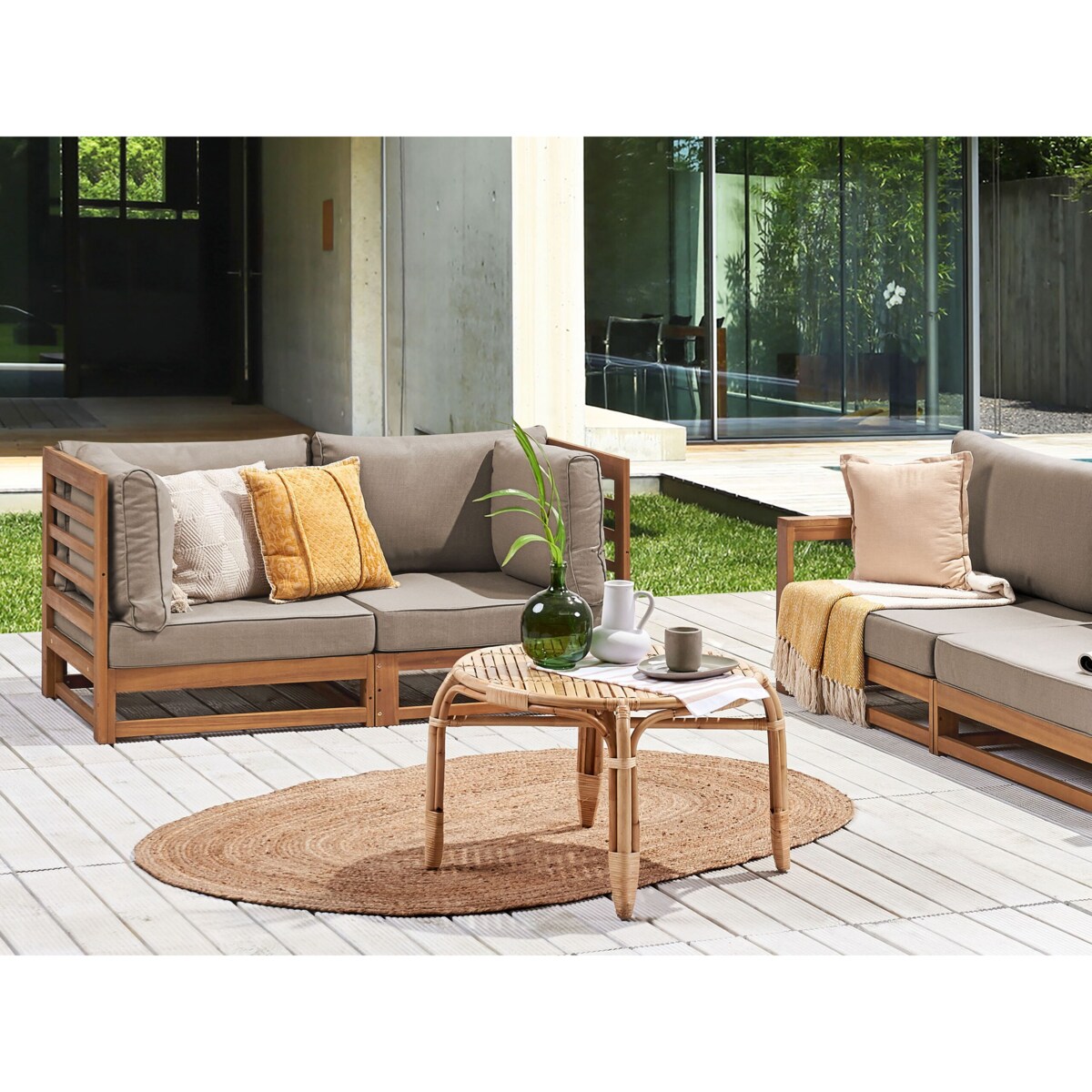 Sofa ogrodowa z certyfikowanego drewna 2-osobowa jasna TRANI