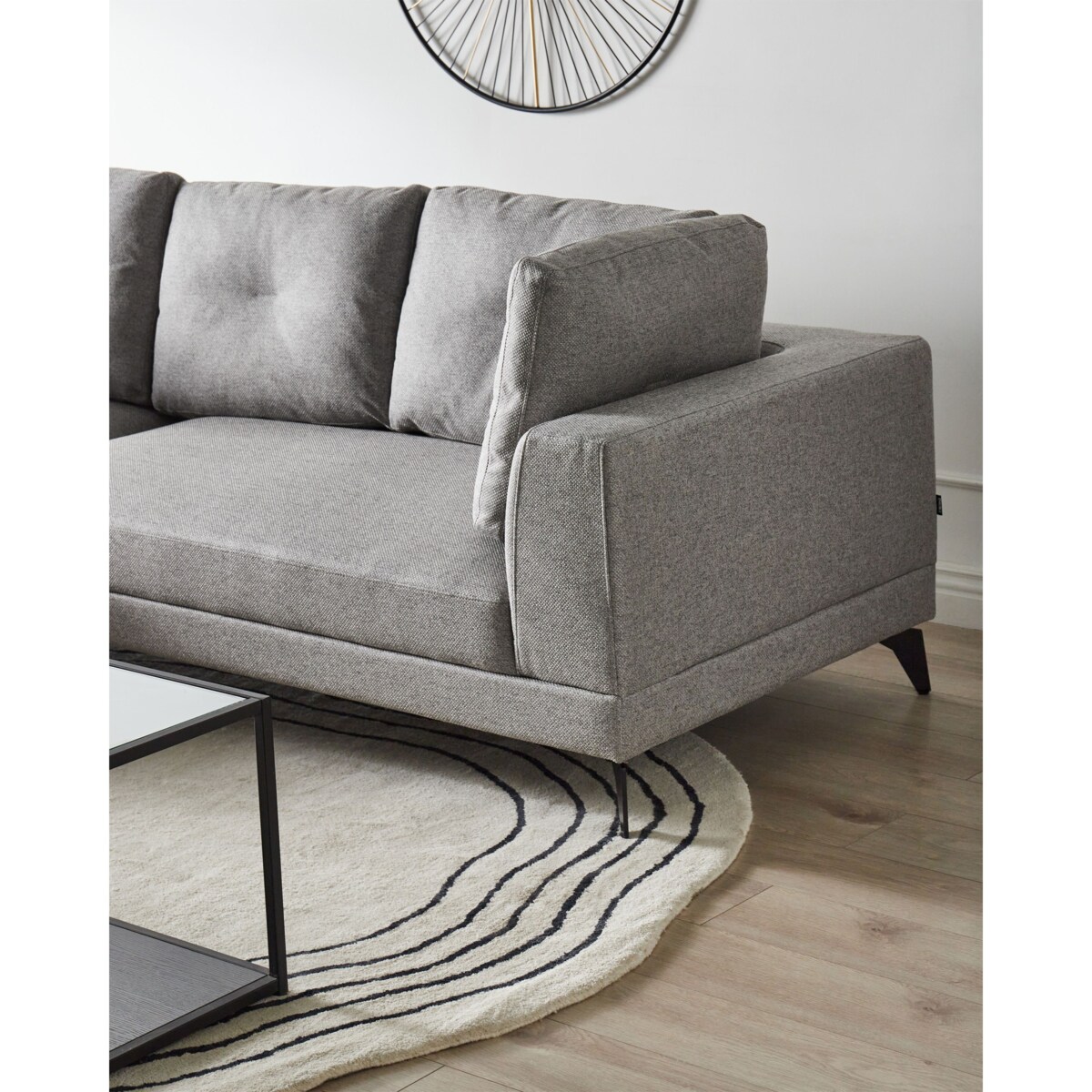 Narożnik dla 3 osób MARUM Len syntetyczny Szary Prawostronny