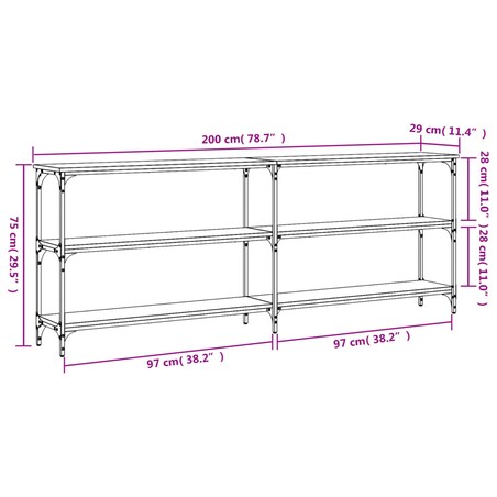 vidaXL Stolik konsolowy Sonoma Oak 200x29x75 cm Drewno konstrukcyjne