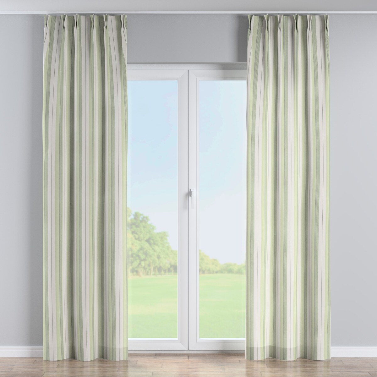 Zasłona na haczykach flex podwójnych 130x245 zielone pasy