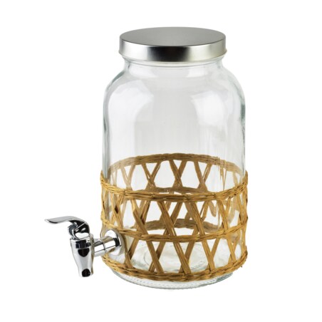 MODERN KITCHEN Słój szklany z kranikiem3.5L w oplocie 11.4x16x25.6cm