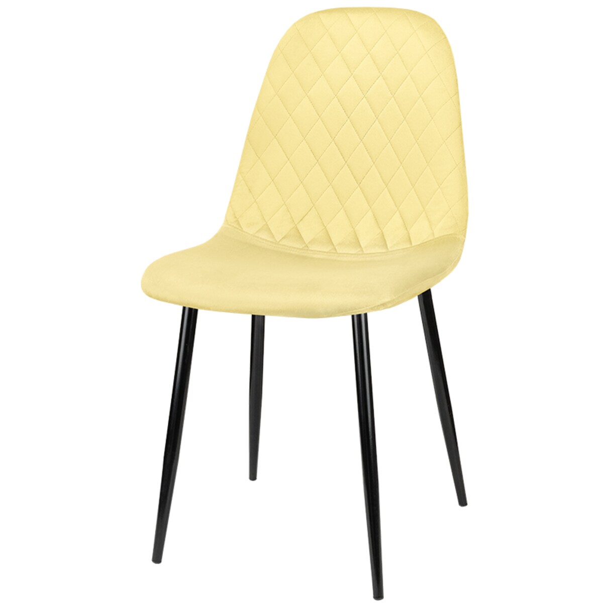 Krzesło tapicerowane welurowe pikowane nowoczesne żółte