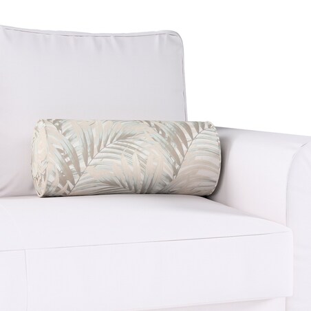 Poduszka wałek z zakładkami, beżowo-kremowe liście palmy na białym tle , Ø20 x 50 cm, Gardenia