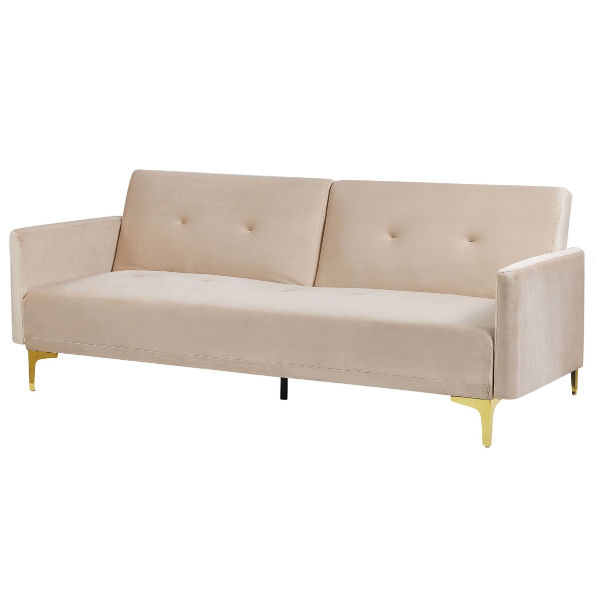 Sofa rozkładana welurowa beżowa LUCAN