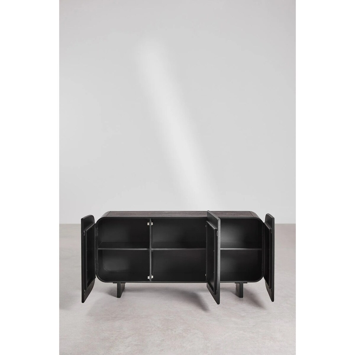 Komoda z drewna mango czarna Agathe 160x80 cm