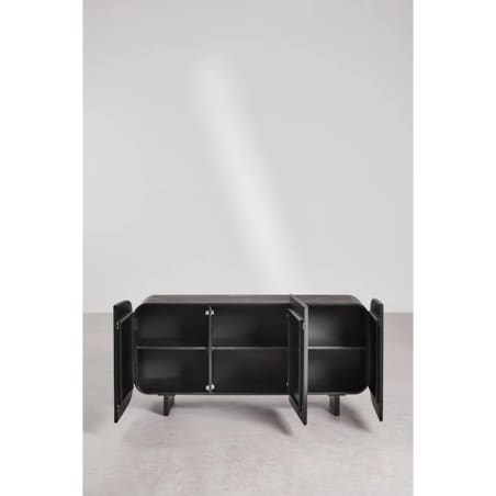 Komoda z drewna mango czarna Agathe 160x80 cm