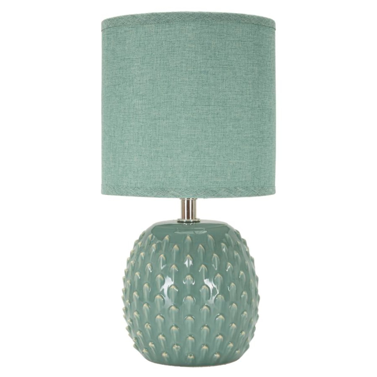 Lampa stołowa Pontus, kolor jasnoniebieski, ceramika i żelazo, 14 x 14 x 27 cm, 1 x E14, styl nowoczesny, do salonu i sypialni, Mauro Ferretti