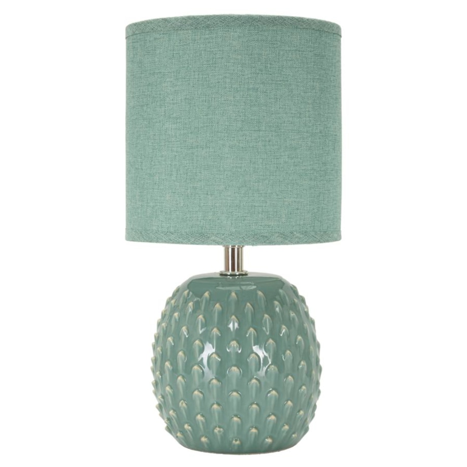 Lampa stołowa Pontus, kolor jasnoniebieski, ceramika i żelazo, 14 x 14 x 27 cm, 1 x E14, styl nowoczesny, do salonu i sypialni, Mauro Ferretti