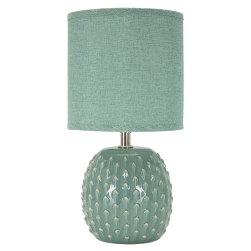 Lampa stołowa Pontus, kolor jasnoniebieski, ceramika i żelazo, 14 x 14 x 27 cm, 1 x E14, styl nowoczesny, do salonu i sypialni, Mauro Ferretti