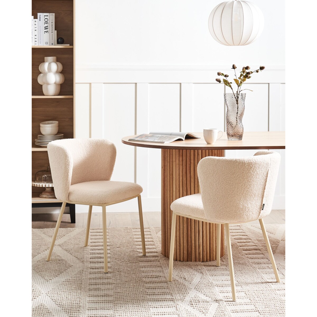 Zestaw 2 krzeseł MINA II Boucle Jasnobeżowy