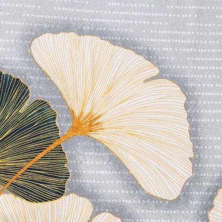 Pościel flanelowa 160x200 Solenne Light szara, liście miłorzębu, Flanelove