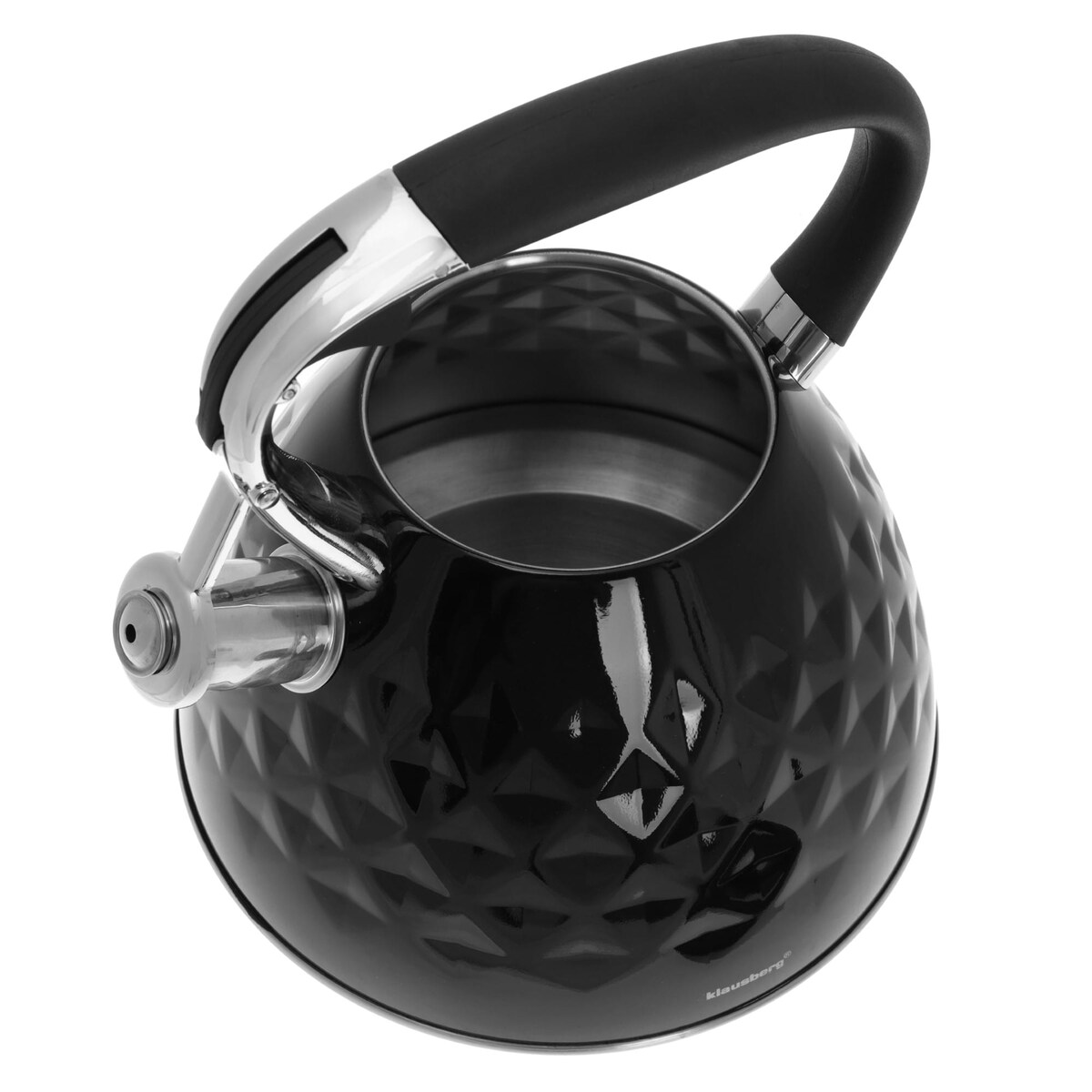 Czajnik stalowy z gwizdkiem na gaz indukcję czarny Diamond KLAUSBERG 3.0L