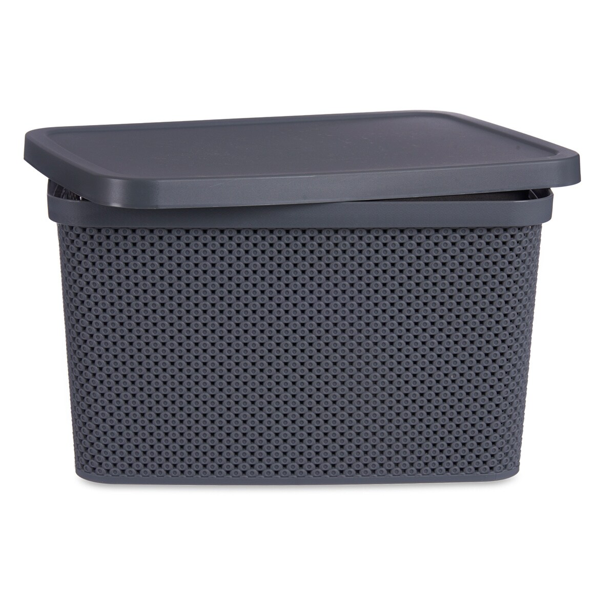 Kosz plastikowy z pokrywką, organizer, 19 l, kolor antracytowy