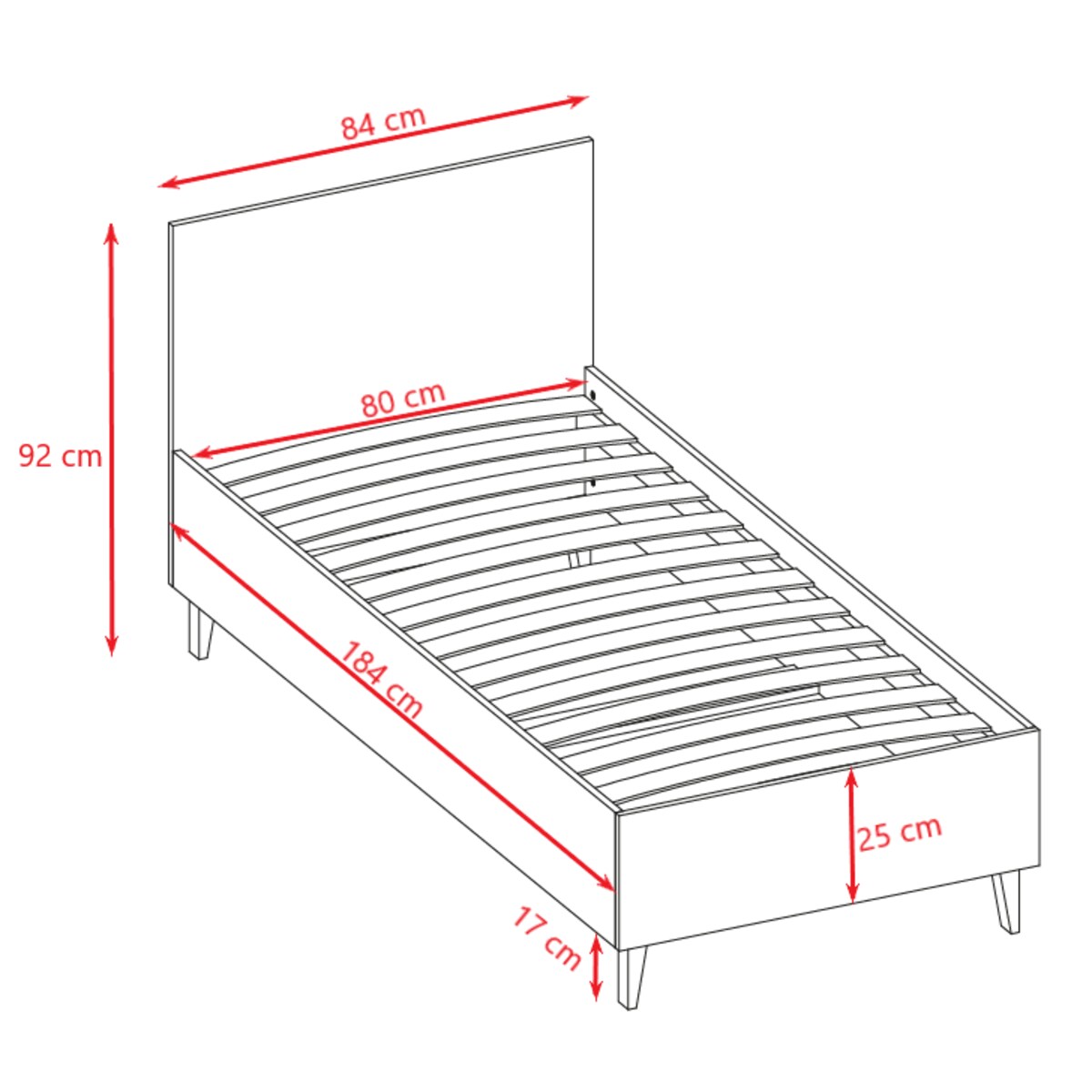 Łóżko kubi szare bez szuflady bez materaca 180/80