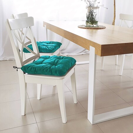 Zestaw 4 poduszek na krzesło/stołek, standard, 40x40 cm, Turkus