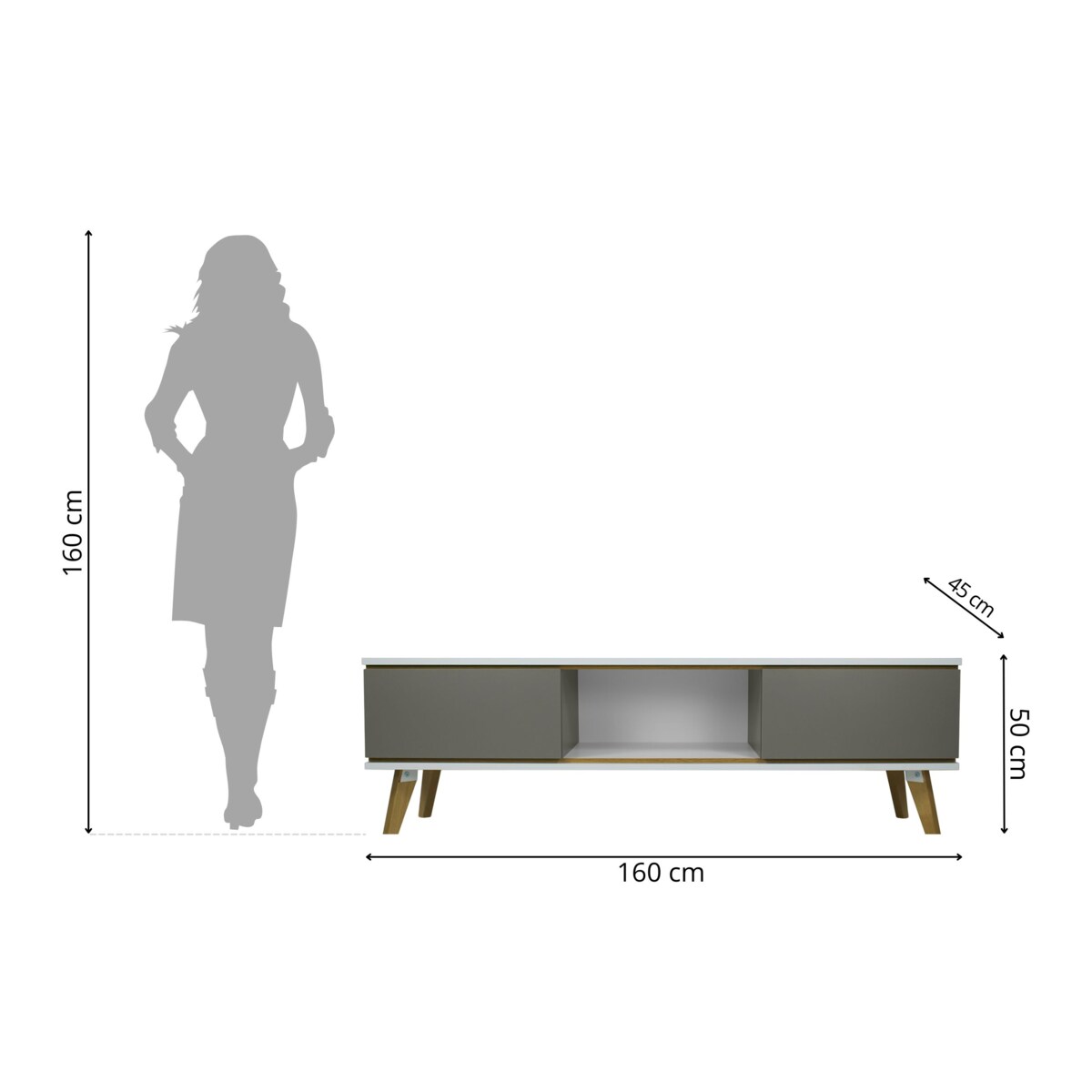 Szara Komoda Rtv Jorgen / szer. 160 cm