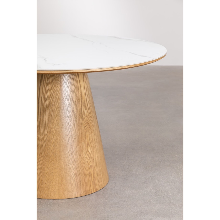 Stół jadalniany z ceramicznym blatem Ø120 cm Aura naturalny