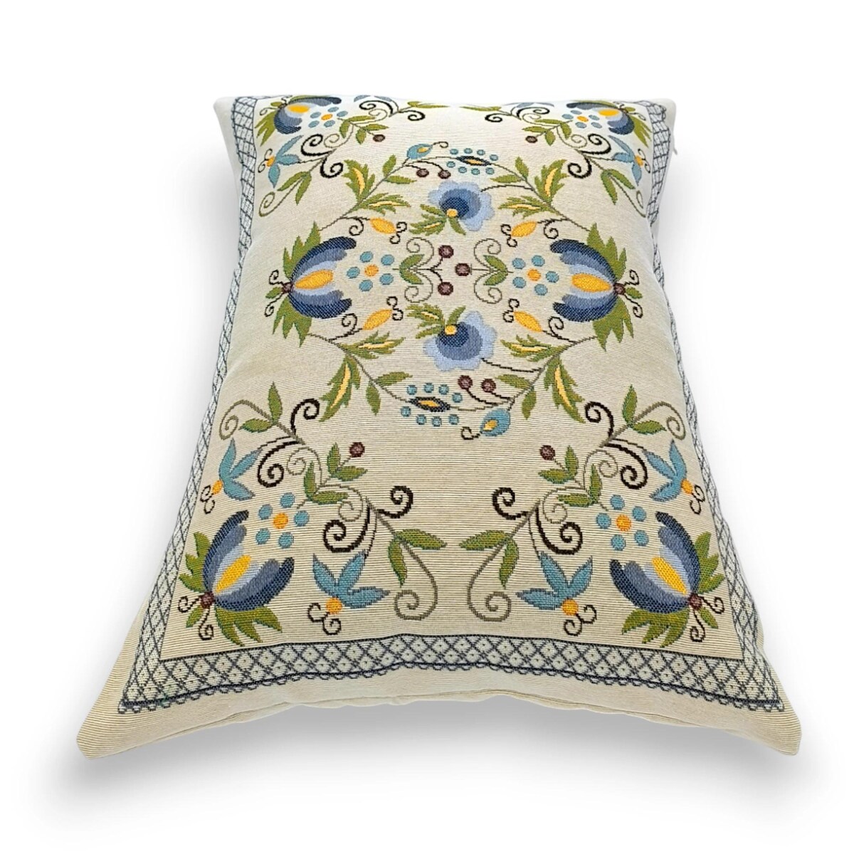 Dwustronna folkowa podłużna poduszka gobelinowa 46x36 Legenda