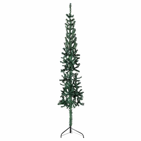 vidaXL Smukła choinka połówka ze stojakiem, sztuczna, zielona, 180 cm